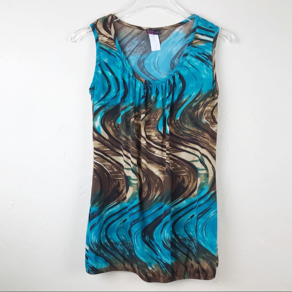 Vintage MoD pRiNt Blue Brown Tank 8